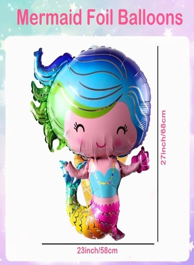 AMFIN (Pack of 5) Mermaid Theme Foil Balloons, Birthday Decoration Items - Multi - Image 3